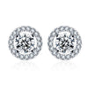 Benmani Round Cut Gold Plated Halo Studs with Cubic Zirconia Crystals