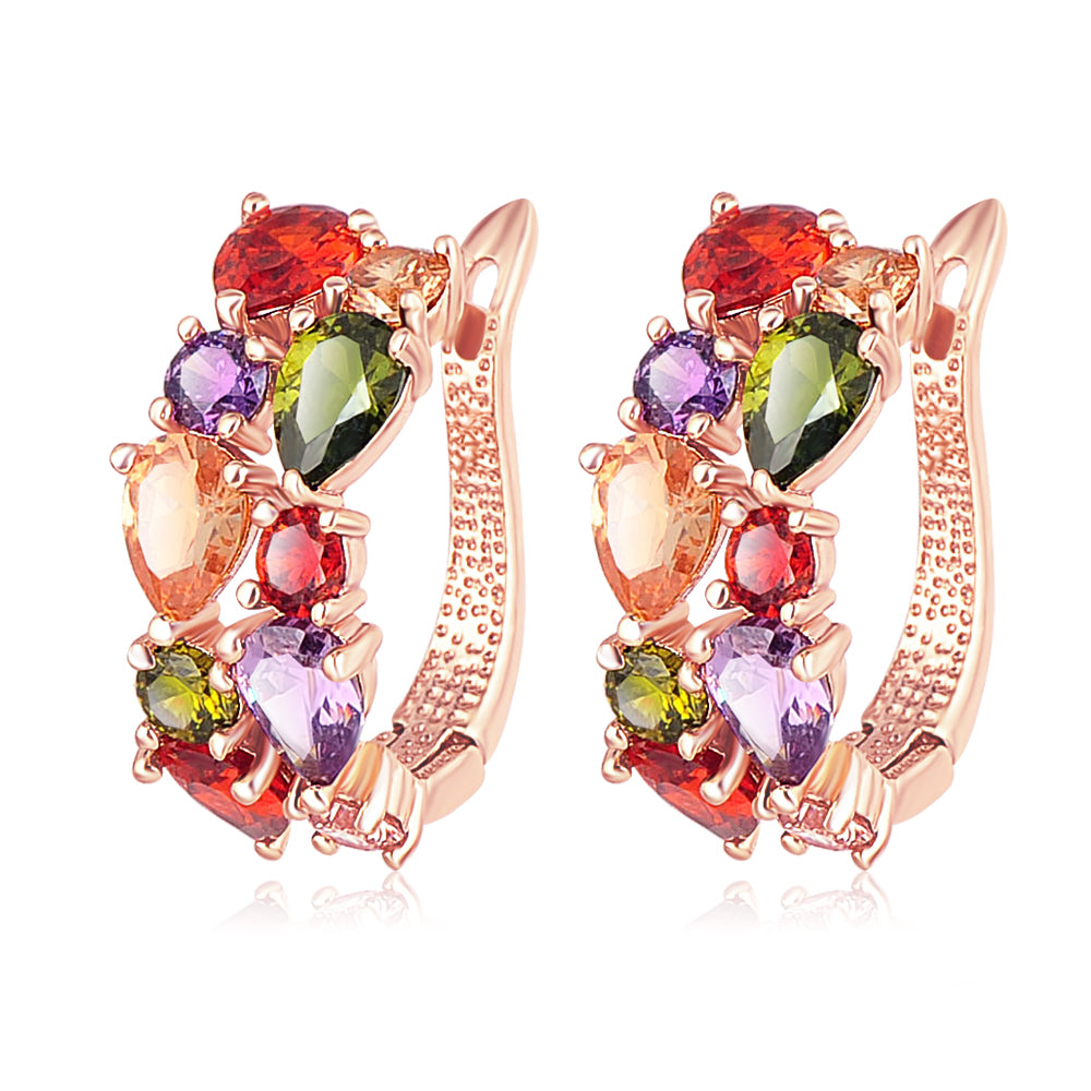 Benmani Womens Crystal Rainbow Cluster Huggie Earring