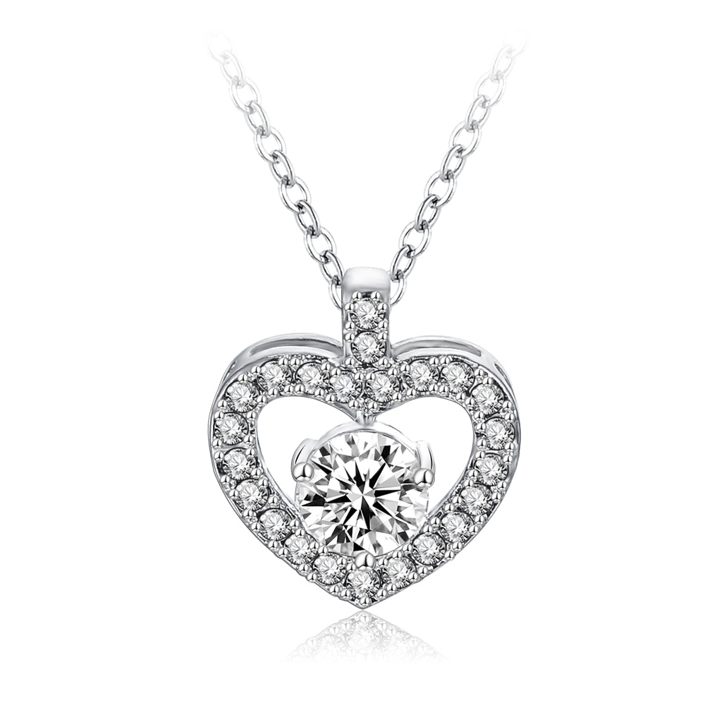 Benmani White Gold Plated "Forever Lover" Heart Pendant Necklace