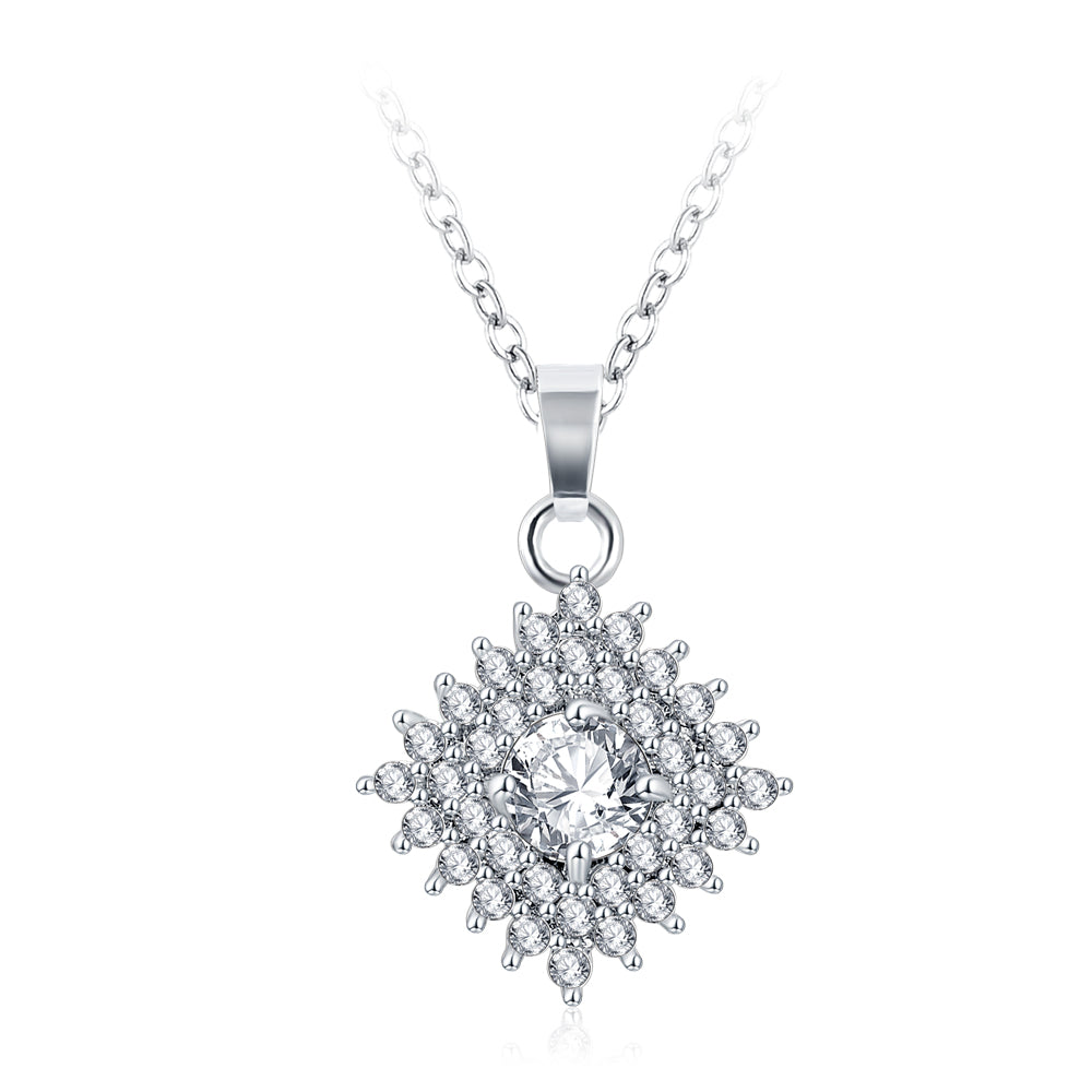 Benmani Multi Prong Crystal Round Cut Pendant Necklace