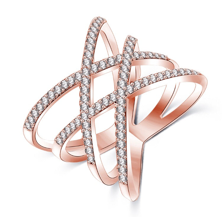 Benmani Gold Plated Simulated Diamond CZ Criss Cross Ring For Women